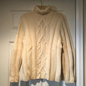 NWOT cream cable turtle neck sweater